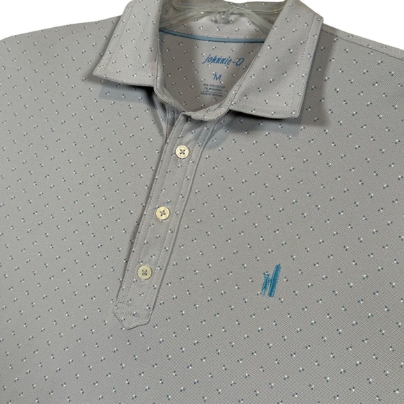 Johnnie-O Mens Polo Shirt Medium Gray Pattern Golf Short Sleeve - Picture 1 of 5